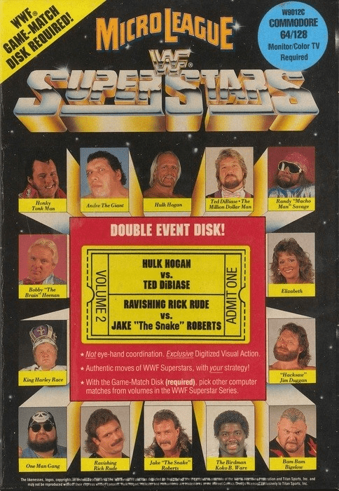 Micro League WWF Superstars box art for Commodore 64